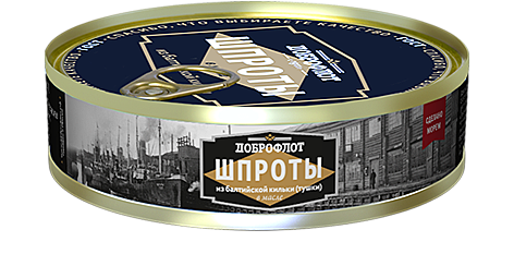 шпроты А856 в масле из балтийской кильки тушки б/г копчен. 24/160г ДоброфлотКЛЮЧ