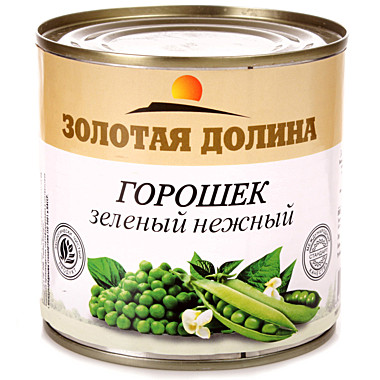 ЗЕЛЕН.ГОРОШЕК НЕЖНЫЙ РОССИЯ ВЫСШИЙ СОРТ12/425мл/400г ЗОЛОТАЯ ДОЛИНА