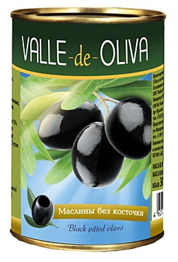 Маслины черные без косточки Valle De Oliva 12/280г Золотая Долина,ж/б,ключ